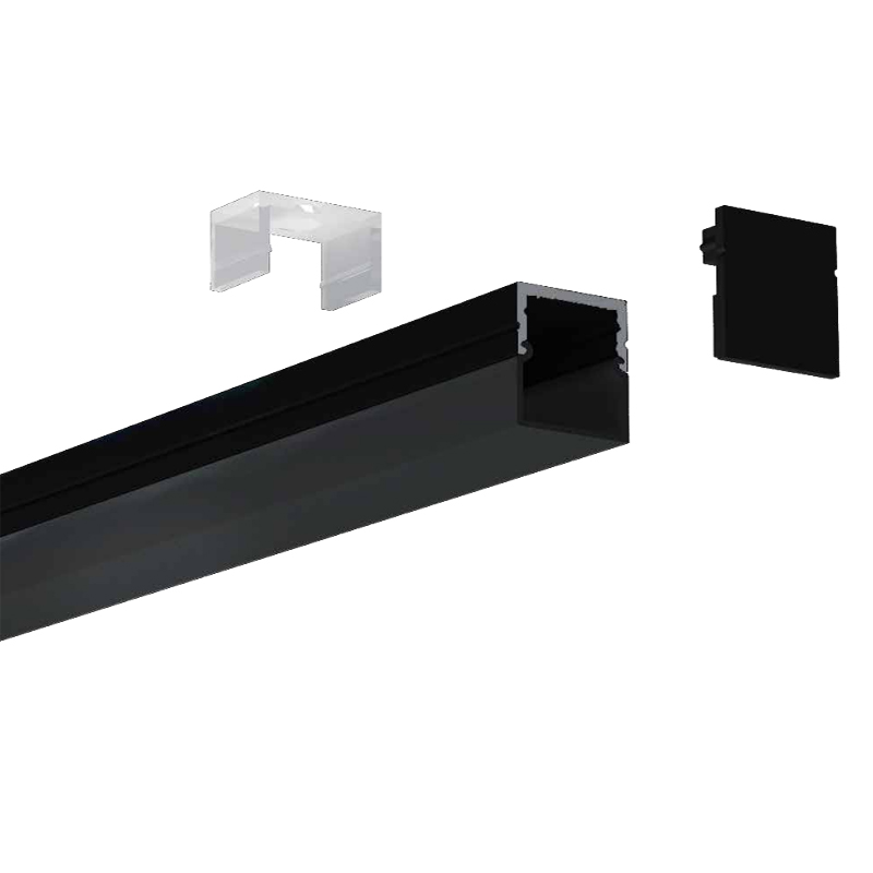 Square Diffuser Black Aluminum LED Strip Channel For 16mm LED Light Strip